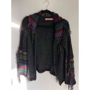 BEYOND THREADS Alpaca Peruvian Shawl Style Cardigan Size Medium